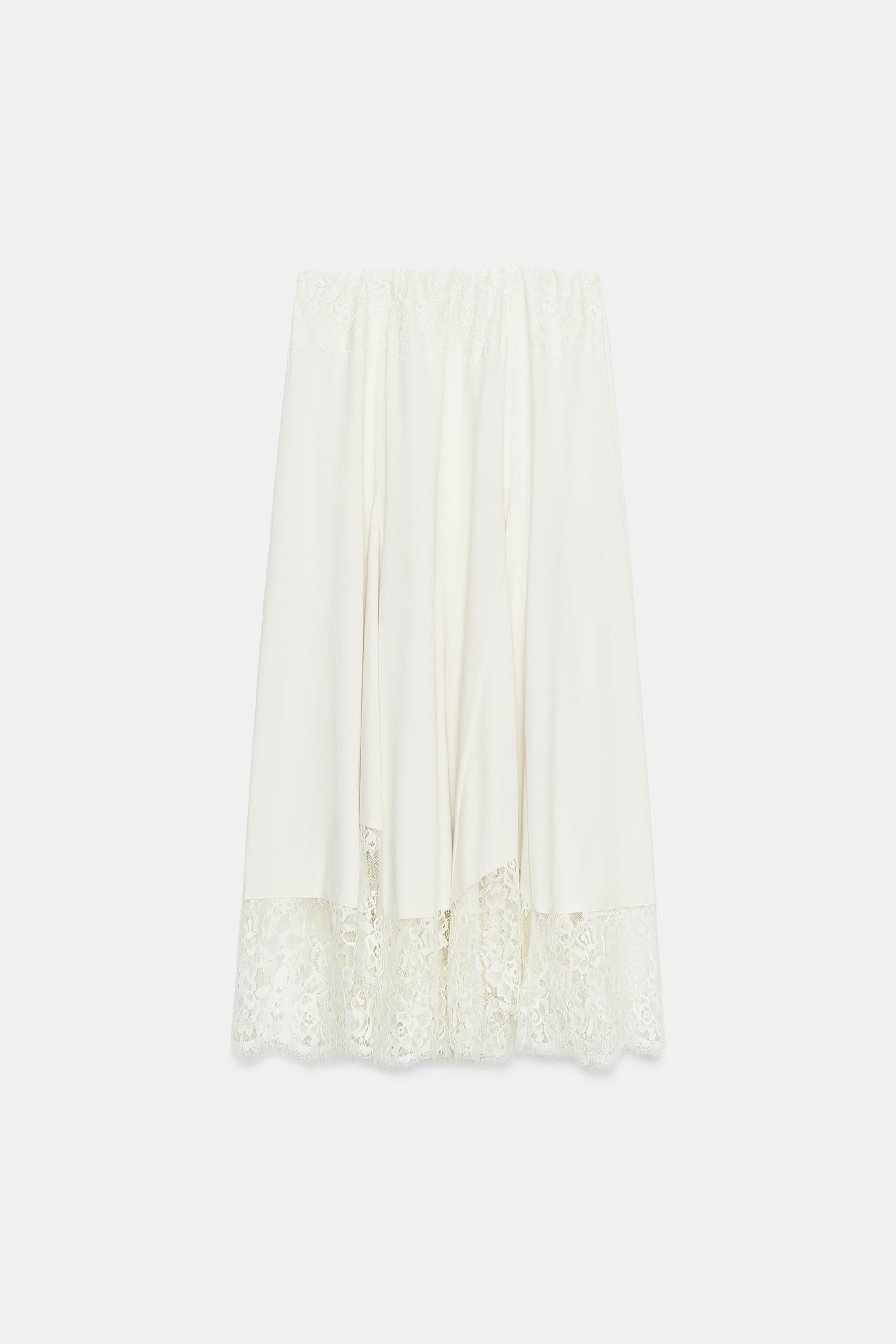 VOLUMINOUS LACE MIDI SKIRT